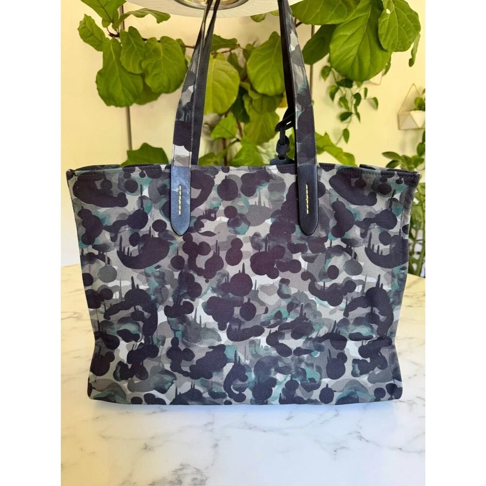 Coach Recycled Canvas Tote 42 With Camo Print And Rexy CF079 Green Black Gray
